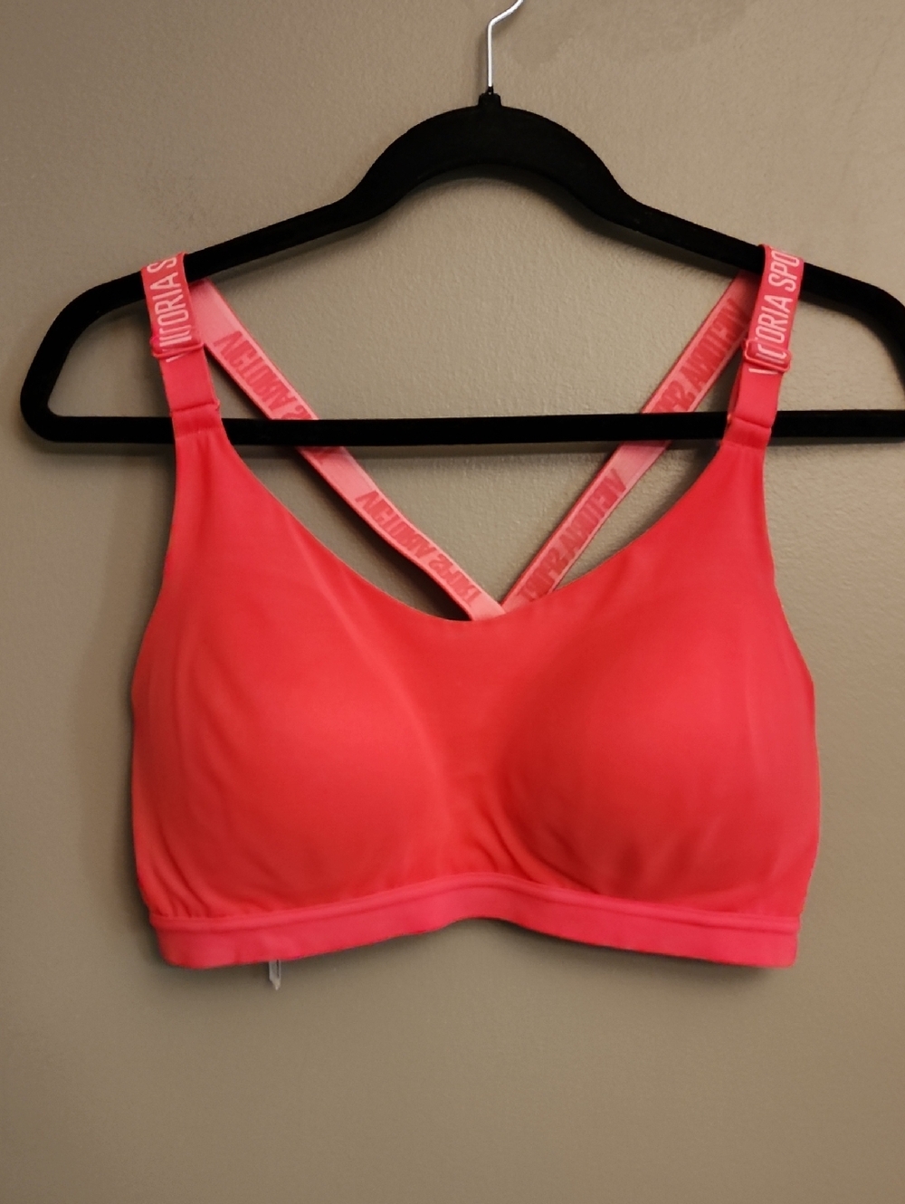 Victoria's Secret Sport Coral Pink Wireless Sports Bra with Logo Straps